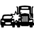 Icon of a car and truck colliding
